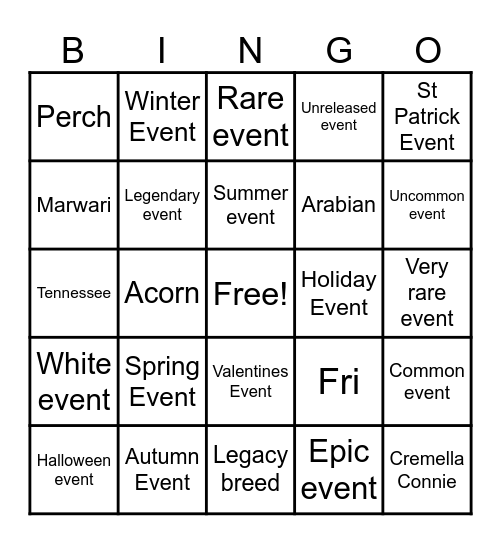 Wild Horse island throwback Bingo Card