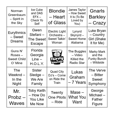 Thirsty for Knowledge Music Bingo Card