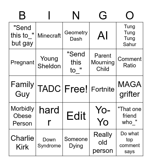Instagram Reels Bingo Card
