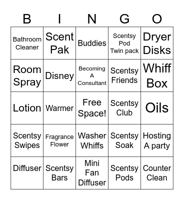 Scentsy Bingo Card
