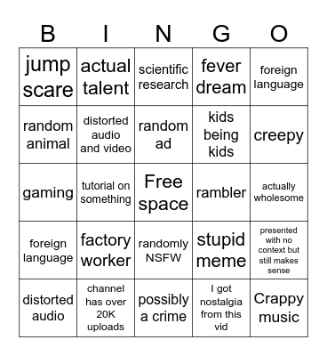 Youtube recycle bin bingo #2 Bingo Card