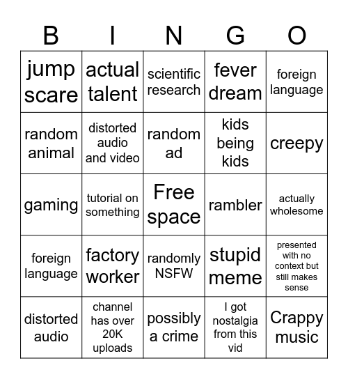 Youtube recycle bin bingo #2 Bingo Card
