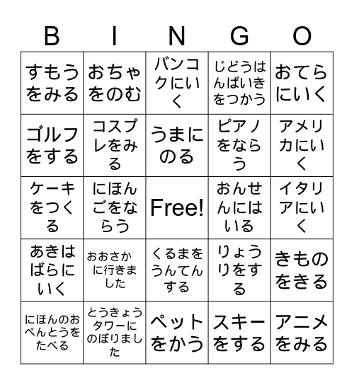 けいけん　BINGO Card