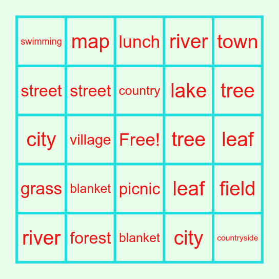 A DAY IN THE COUNTRY Bingo Card