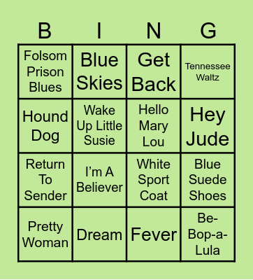 Music Bingo Card