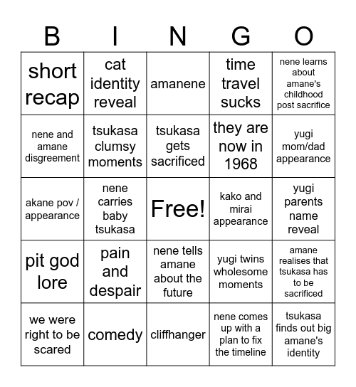 tbhk chapter 131 Bingo Card