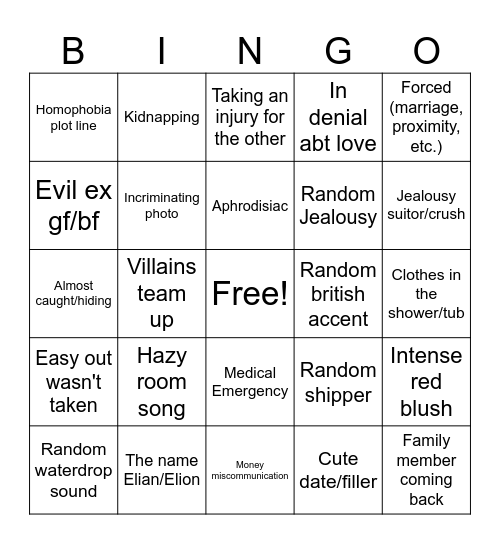 Gay drama stereotypes Bingo Card