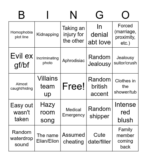 Gay drama stereotypes Bingo Card