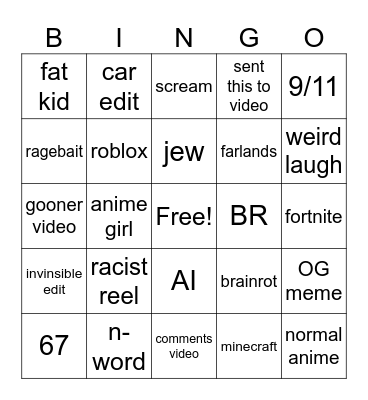 instagram reels Bingo Card