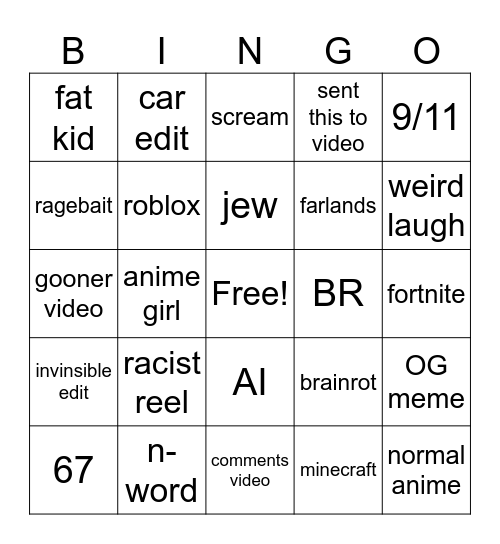 instagram reels Bingo Card