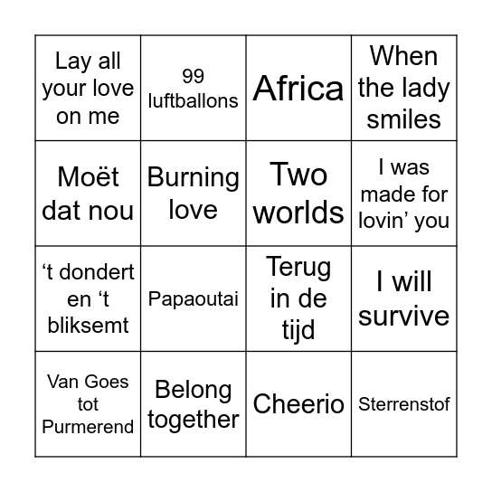 Praagreis Bingo Card