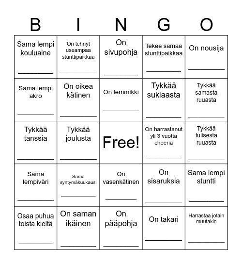 WHIRLWIND Bingo Card