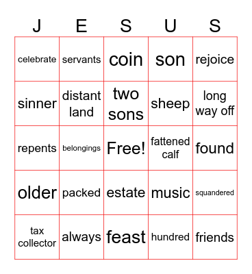 Jesus Taught about God's Love Bingo Card