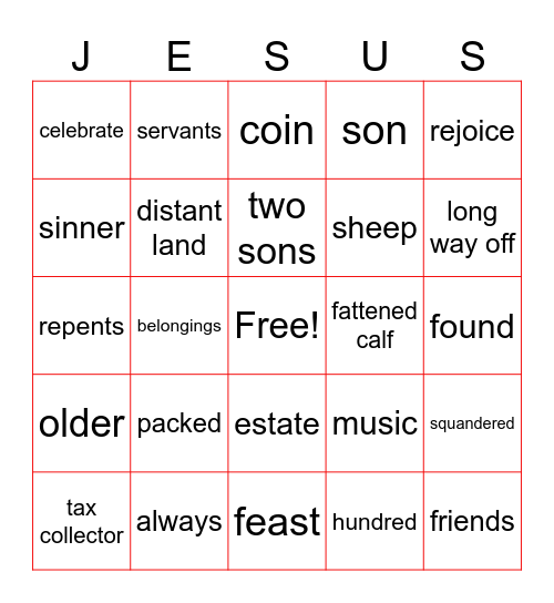 Jesus Taught about God's Love Bingo Card