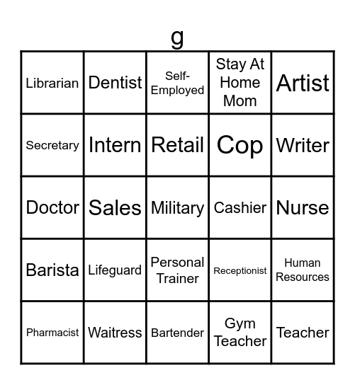 Nudes By Job Bingo Card