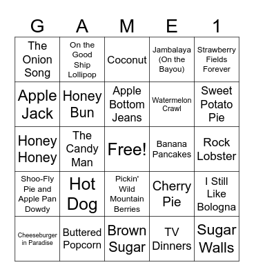 Food Titles (set 8) Bingo Card