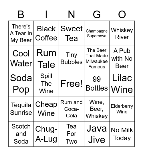 Drink Titles (set 8) Bingo Card