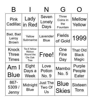 Titles with Colors or Numbers (set 8) Bingo Card