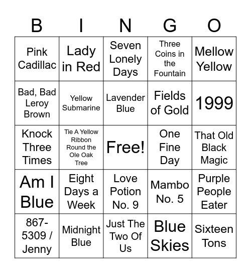 Titles with Colors or Numbers (set 8) Bingo Card