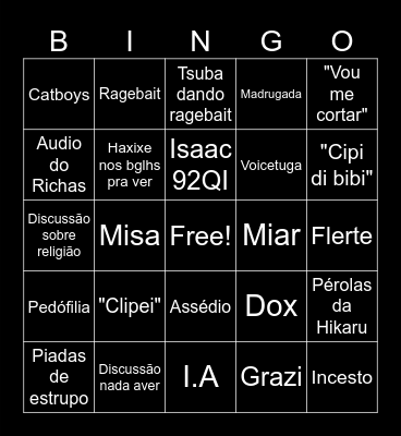 call do server Bingo Card