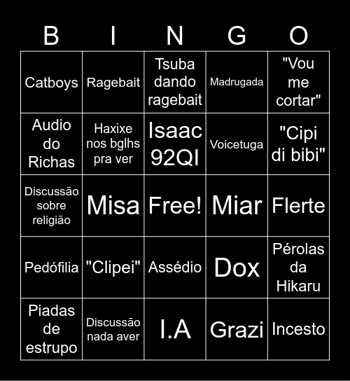call do server Bingo Card