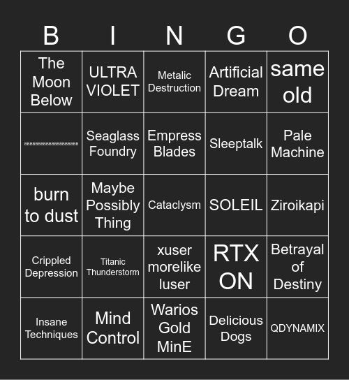 Extreme Demon Bingo Card