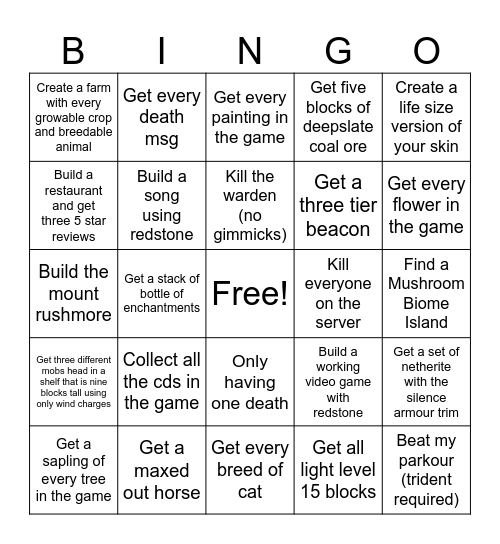 mingo Bingo Card