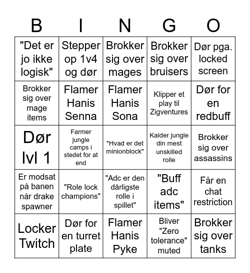 Ziggy bingo Card