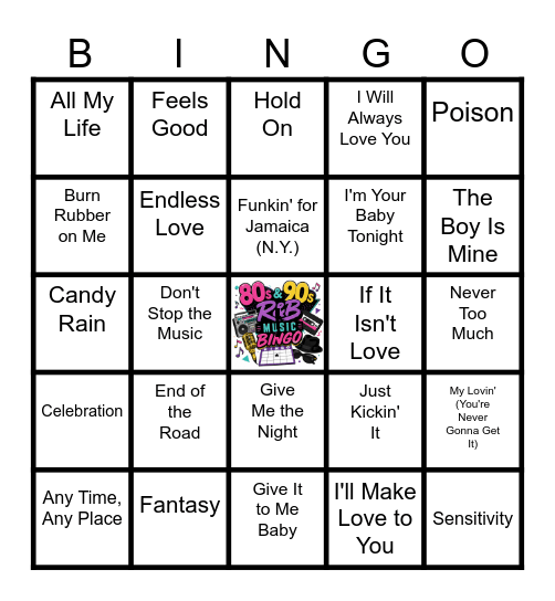 80's & 90's R & B Song Titles Bingo Card