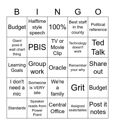 Opening Day Bingo Card