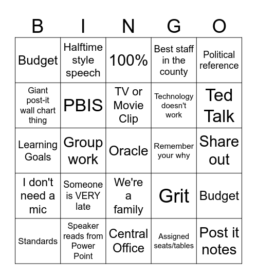 Opening Day Bingo Card