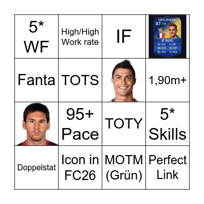 FIFA 14 Bingo Card