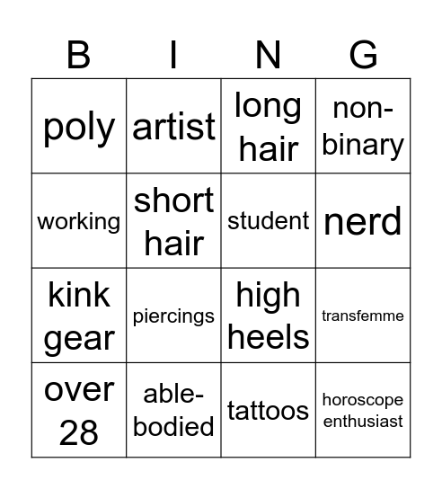 tilda Bingo Card