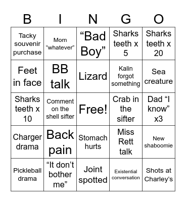 Beach Bingo HHI 26 Bingo Card