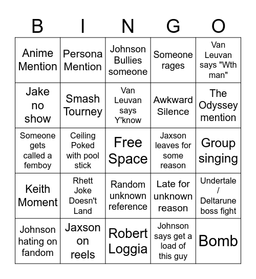 Stupid Fuckass Bingo Card