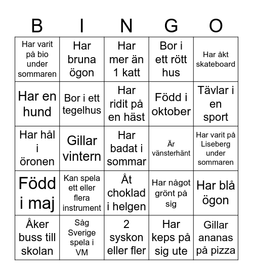 Tillbaka till skolan! Hitta någon som... Bingo Card