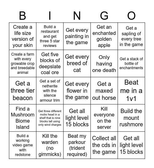 mingo Bingo Card