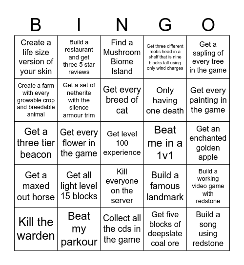 mingo Bingo Card