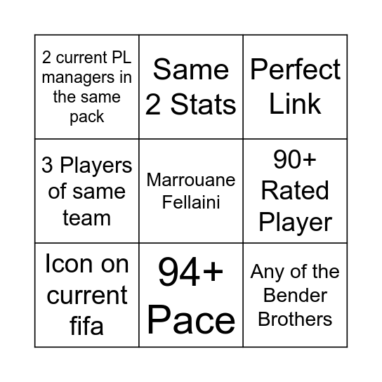 Fifa Bingo Card