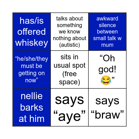 Grandad Bingo Card