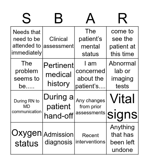 Communication Bingo Card