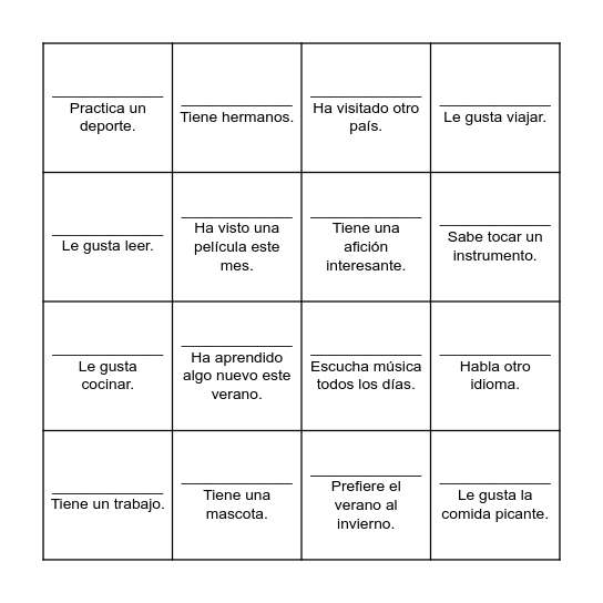 Encuentra a alguien que... Bingo Card