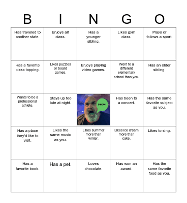 GET TO KNOW YOU BINGO Card