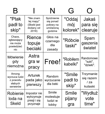 Among us Agory Bingo Card