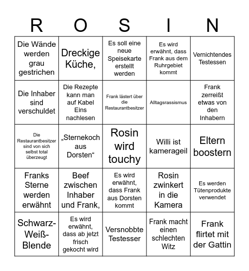Partyhütte Rosin Bingo Card