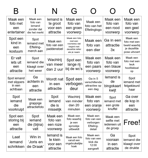 Efteling bingo 2026 Bingo Card