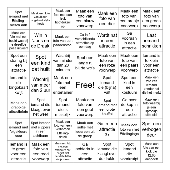 Efteling Bingo 2026 Bingo Card