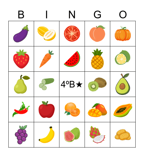 FOOD IN ENGLISH Bingo Card