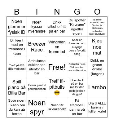 Nostra PUB2PUB Bingo! Bingo Card