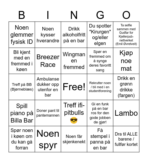 Nostra PUB2PUB Bingo! Bingo Card